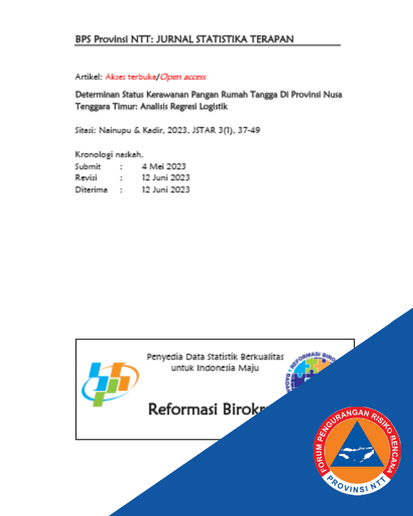 Determinan Status Kerawanan Pangan Rumah Tangga Di Provinsi Nusa Tenggara Timur: Analisis Regresi Logistik
