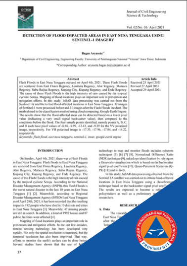 Detection Of Flood Impacted Areas In East Nusa Tenggara Using Sentinel-1 Imagery