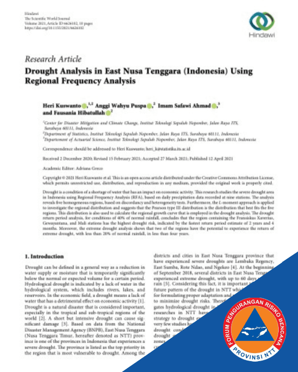 Drought Analysis in East Nusa Tenggara (Indonesia) Using Regional Frequency Analysis