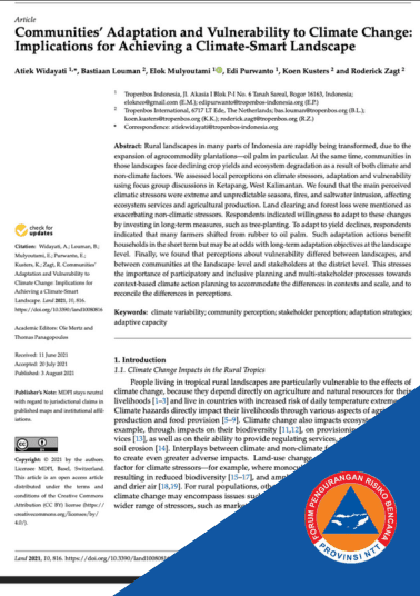 Communities’ Adaptation and Vulnerability to Climate Change