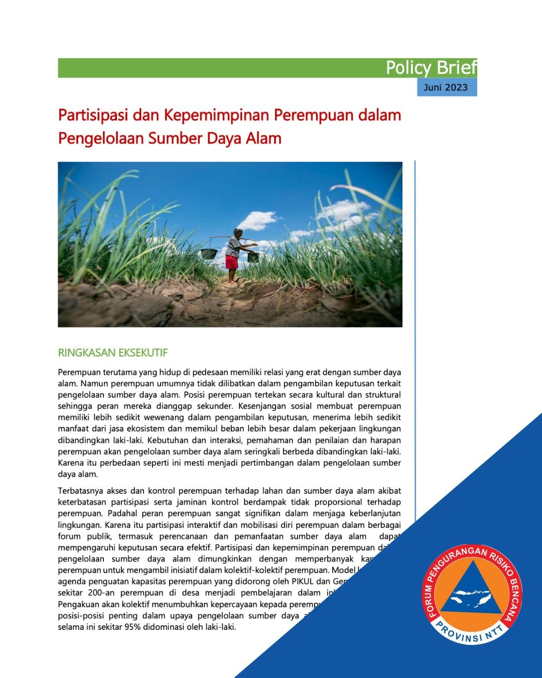 Partisipasi dan Kepemimpinan Perempuan dalam Pengelolaan Sumber Daya Alam