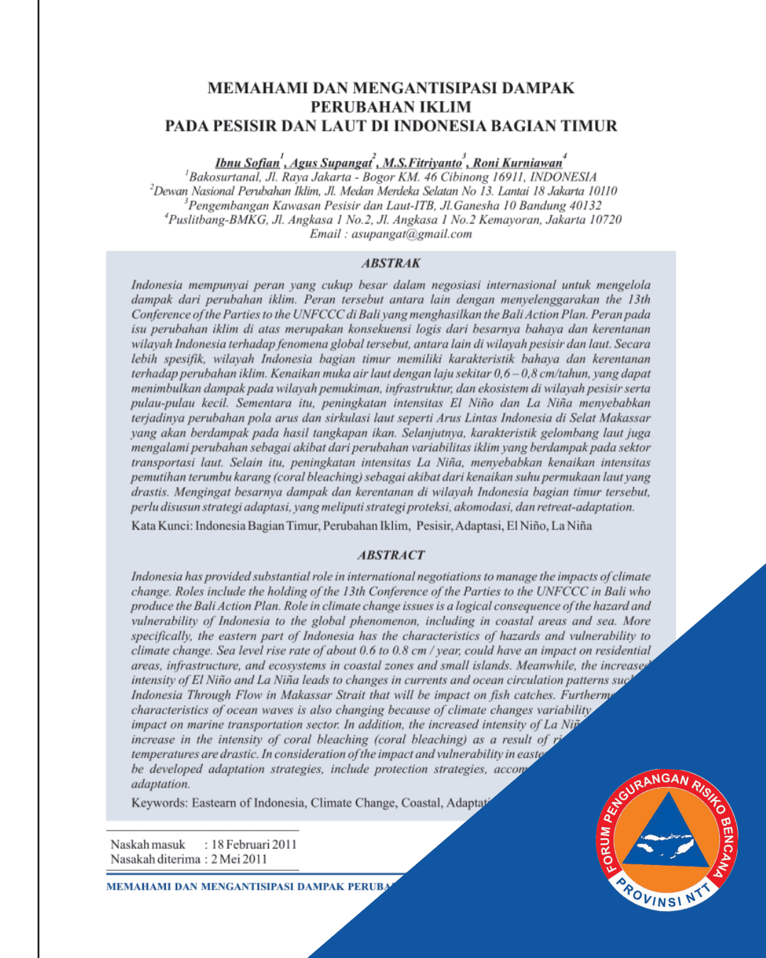 Memahami dan Mengantisipasi Dampak Perubahan Iklim pada Pesisir dan Laut di Indonesia Bagian Timur