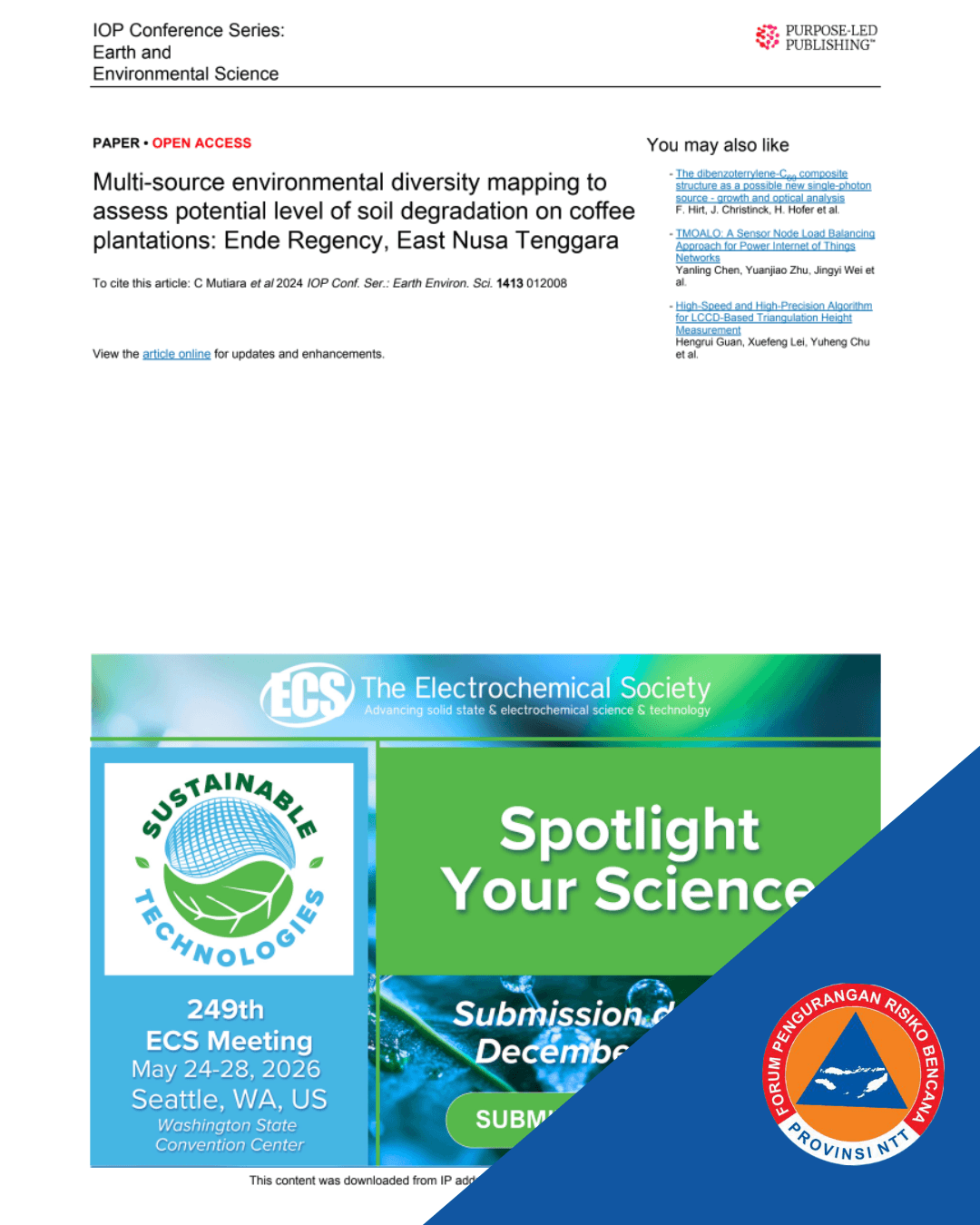 Multi-source environmental diversity mapping to assess potential level of soil degradation on coffee plantations: Ende Regency, East Nusa Tenggara