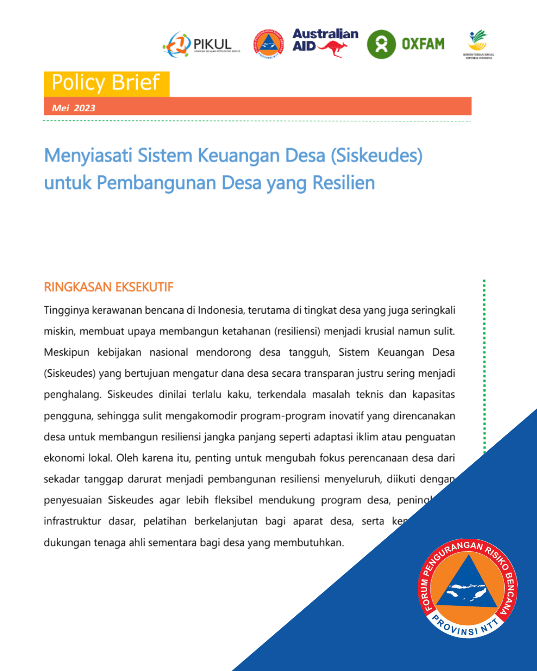 Menyiasati Sistem Keuangan Desa Siskeudes untuk Pembangunan Desa yang Resilien