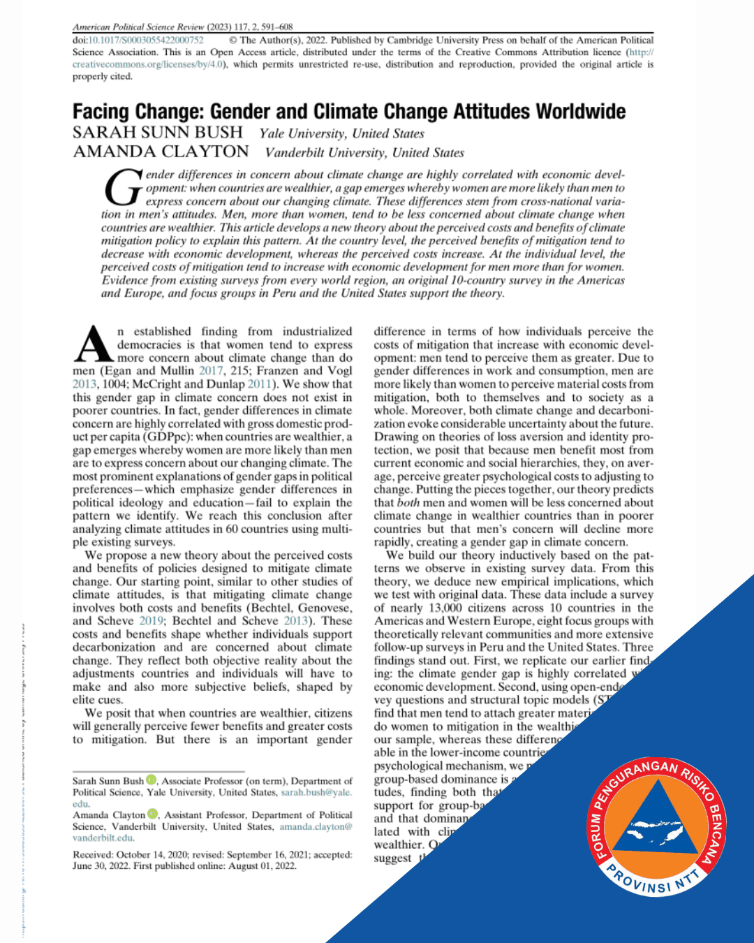 Facing Change: Gender and Climate Change Attitudes Worldwide