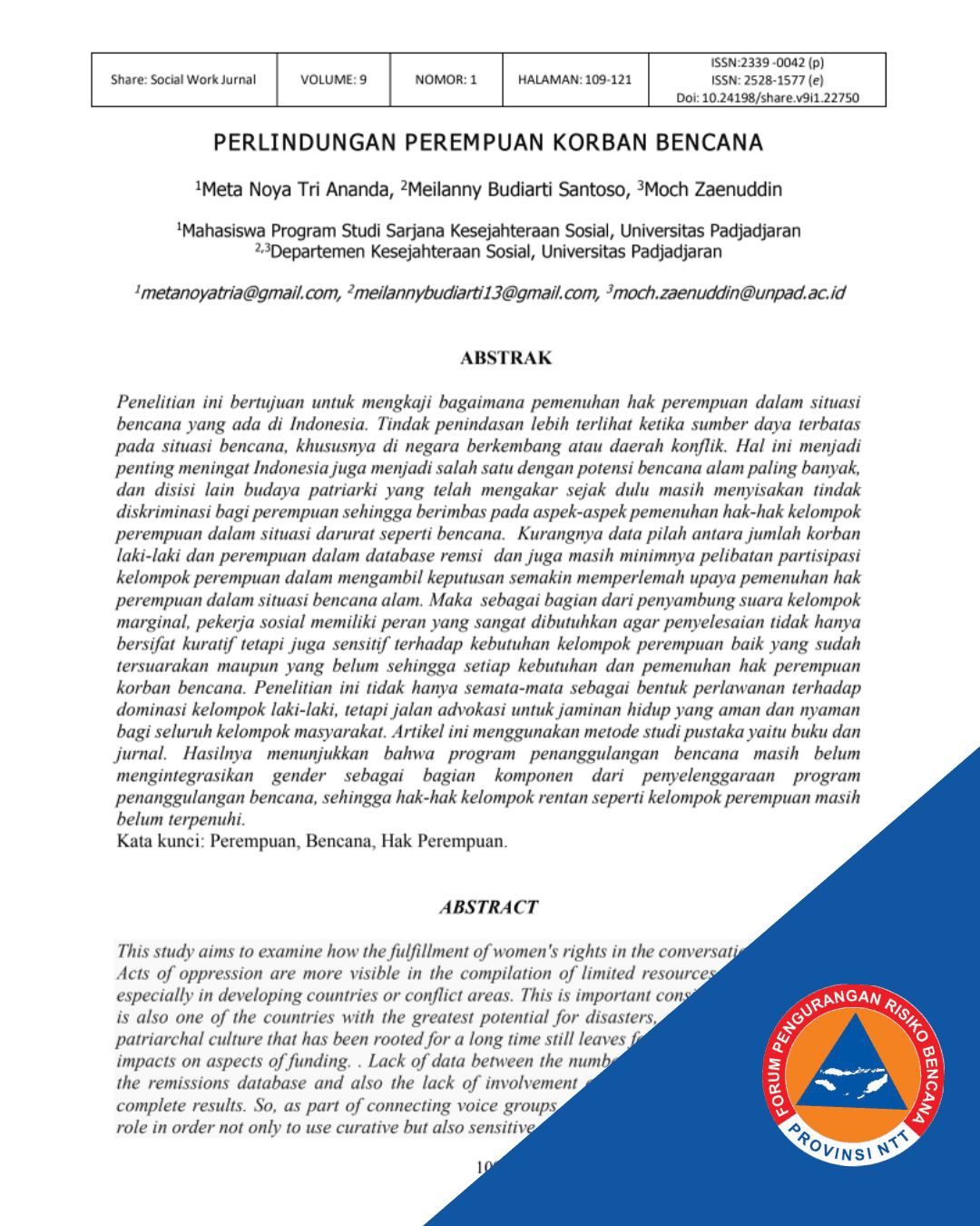 Perlindungan Perempuan Korban Bencana
